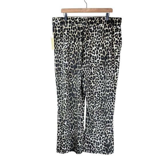 MICHAEL Michael Kors NWT Soft Velour Leopard Cheetah Animal Print Wide Leg Pants - Picture 3 of 11
